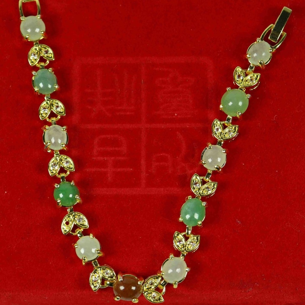 Certified 3 Colours 100% Natural A Jade Jadeite Bead Bracelet